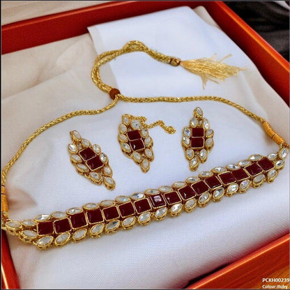 PCKH00239 FRN Marquise Square Choker Set - PCKH