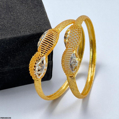PBRH00194 MZM Two-Tone Filigree Bangles 2 Pcs Set - PBRH