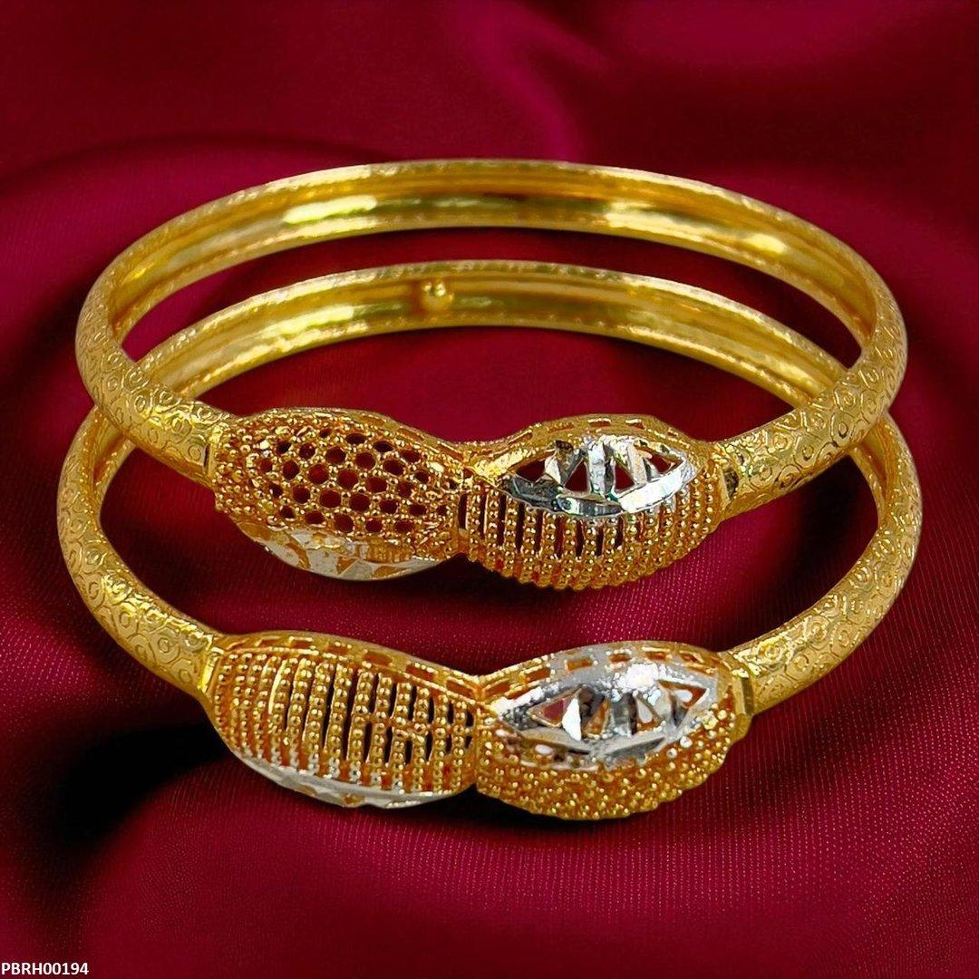 PBRH00194 MZM Two-Tone Filigree Bangles 2 Pcs Set - PBRH
