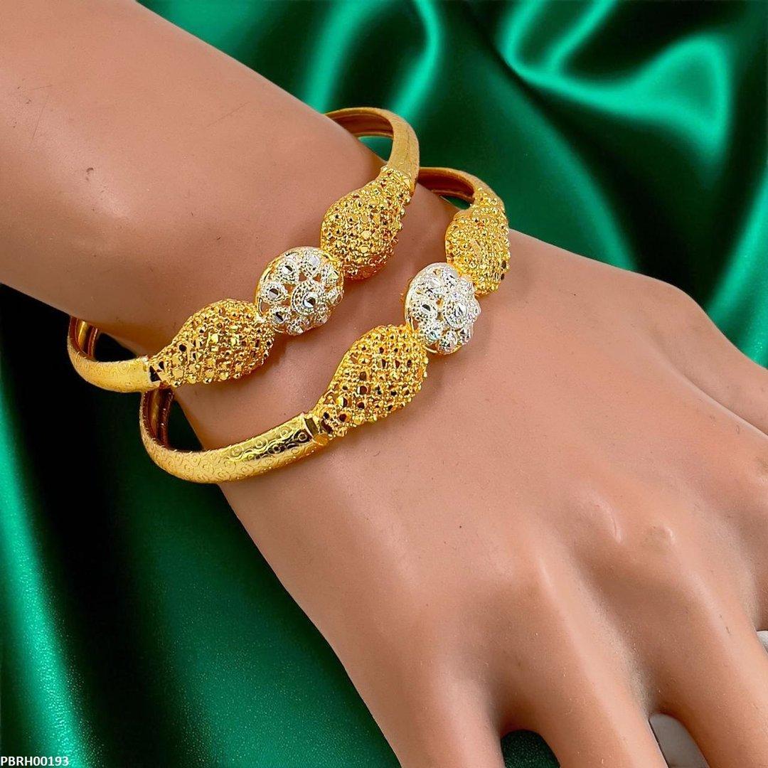 PBRH00193 MZM Round Flower Bangles 2 Pcs Set - PBRH