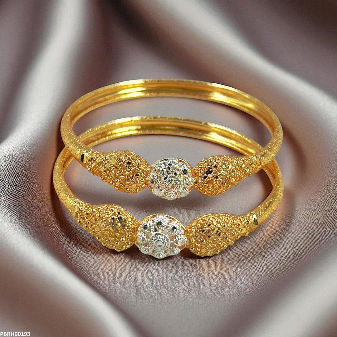 PBRH00193 MZM Round Flower Bangles 2 Pcs Set - PBRH