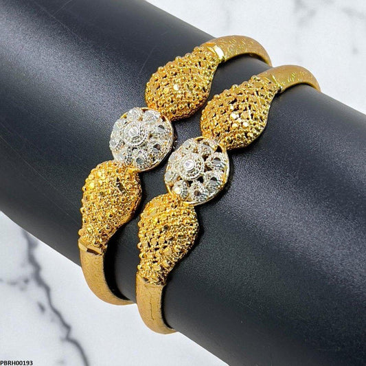 PBRH00193 MZM Round Flower Bangles 2 Pcs Set - PBRH