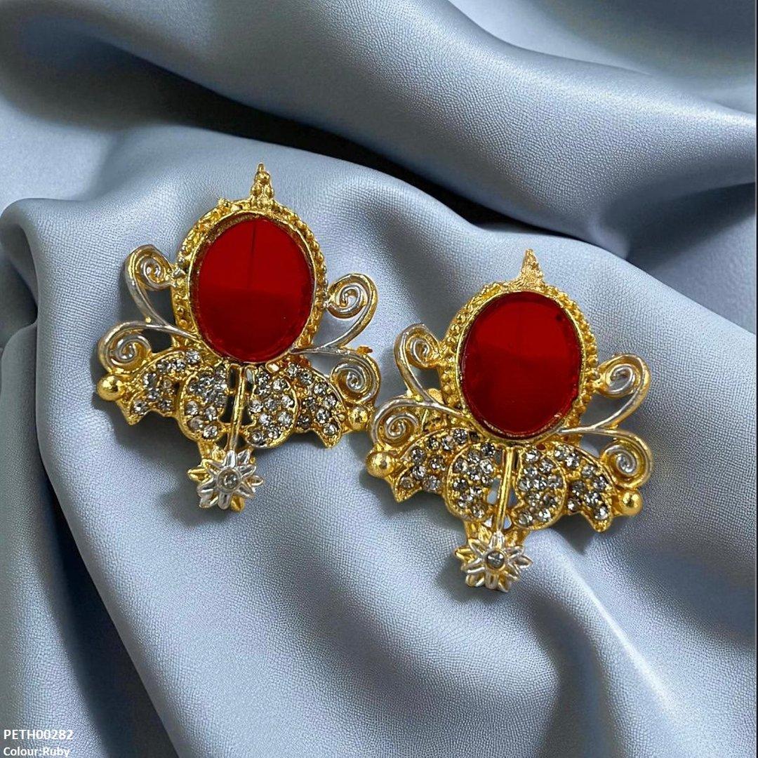 PETH00282 FRN Oval Flower Tops Pair - PETH