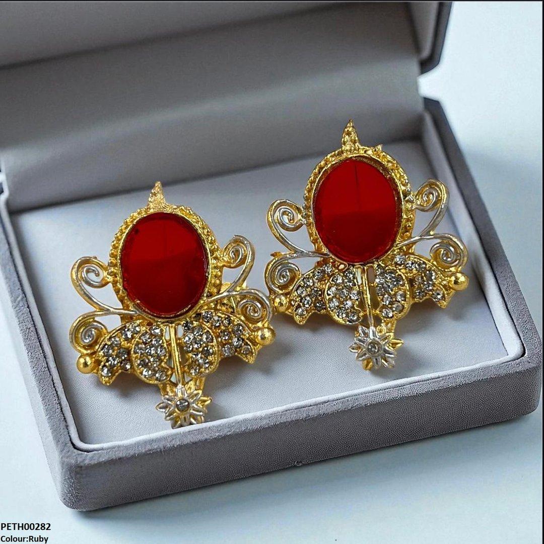 PETH00282 FRN Oval Flower Tops Pair - PETH