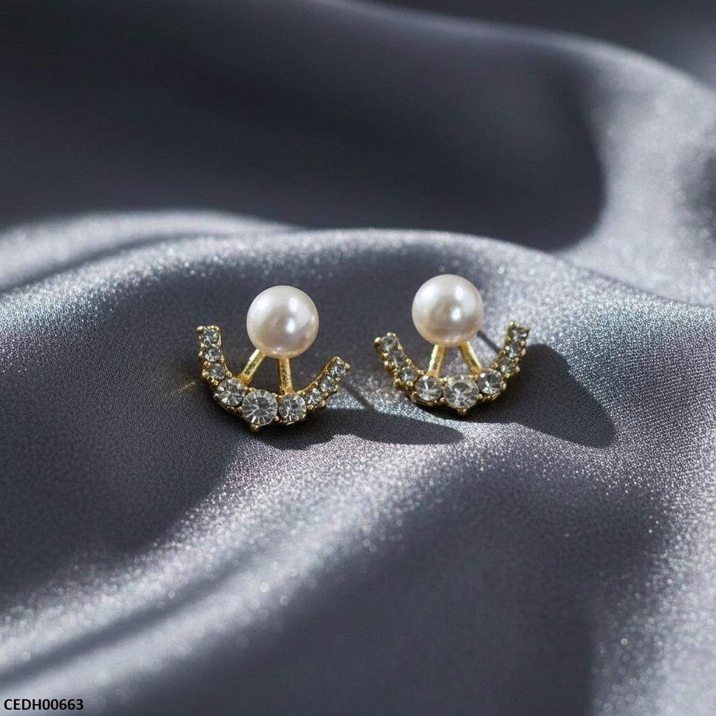 CEDH00663 SDQ Round Pearl Earrings - CEDH