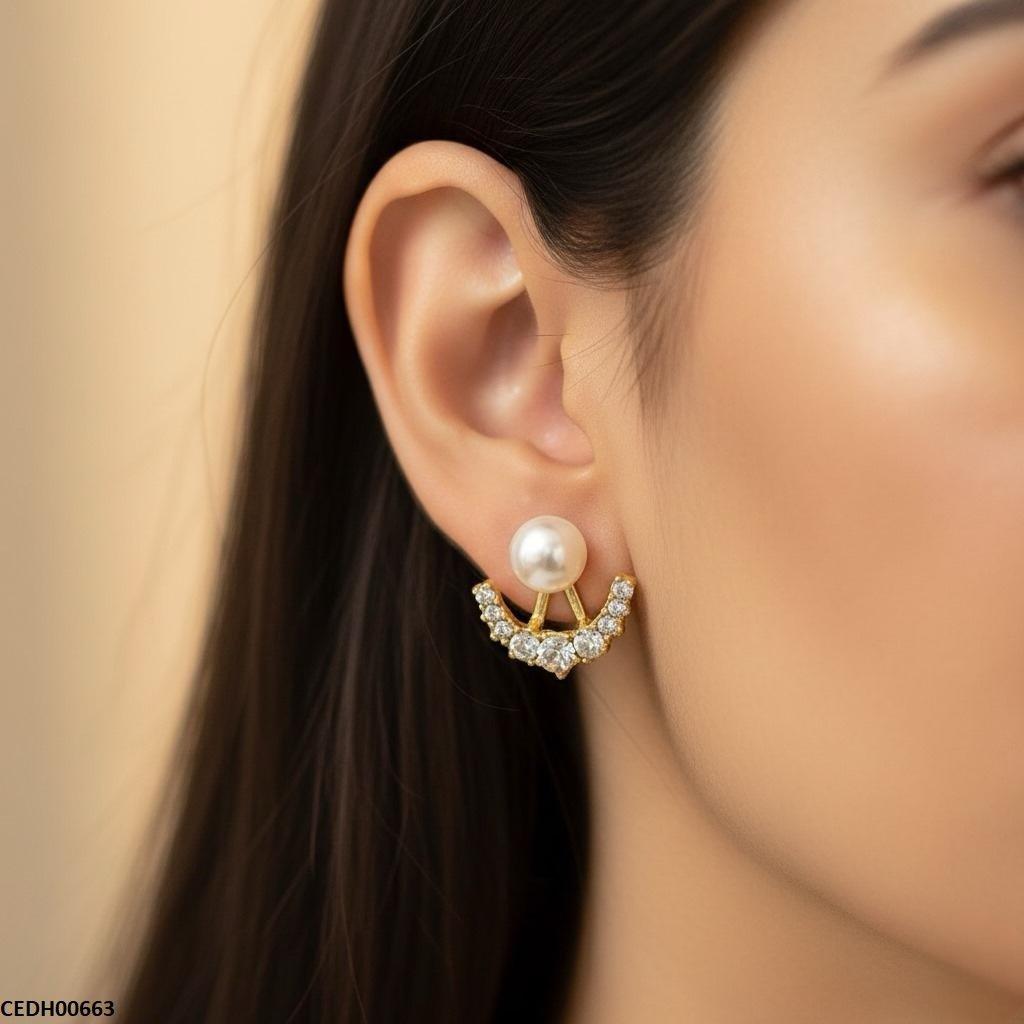 CEDH00663 SDQ Round Pearl Earrings - CEDH
