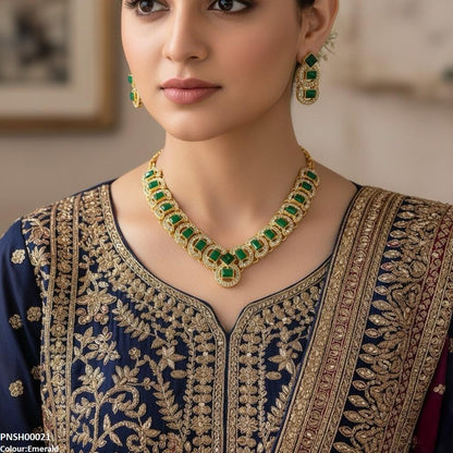 PNSH00021 FRN Rectangle Round  Necklace Set -PNSH