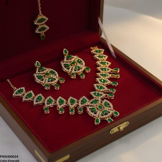 PNSH00024 FRN Marquise Tear Drop Necklace Set - PNSH