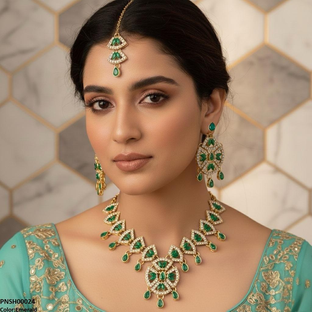 PNSH00024 FRN Marquise Tear Drop Necklace Set - PNSH