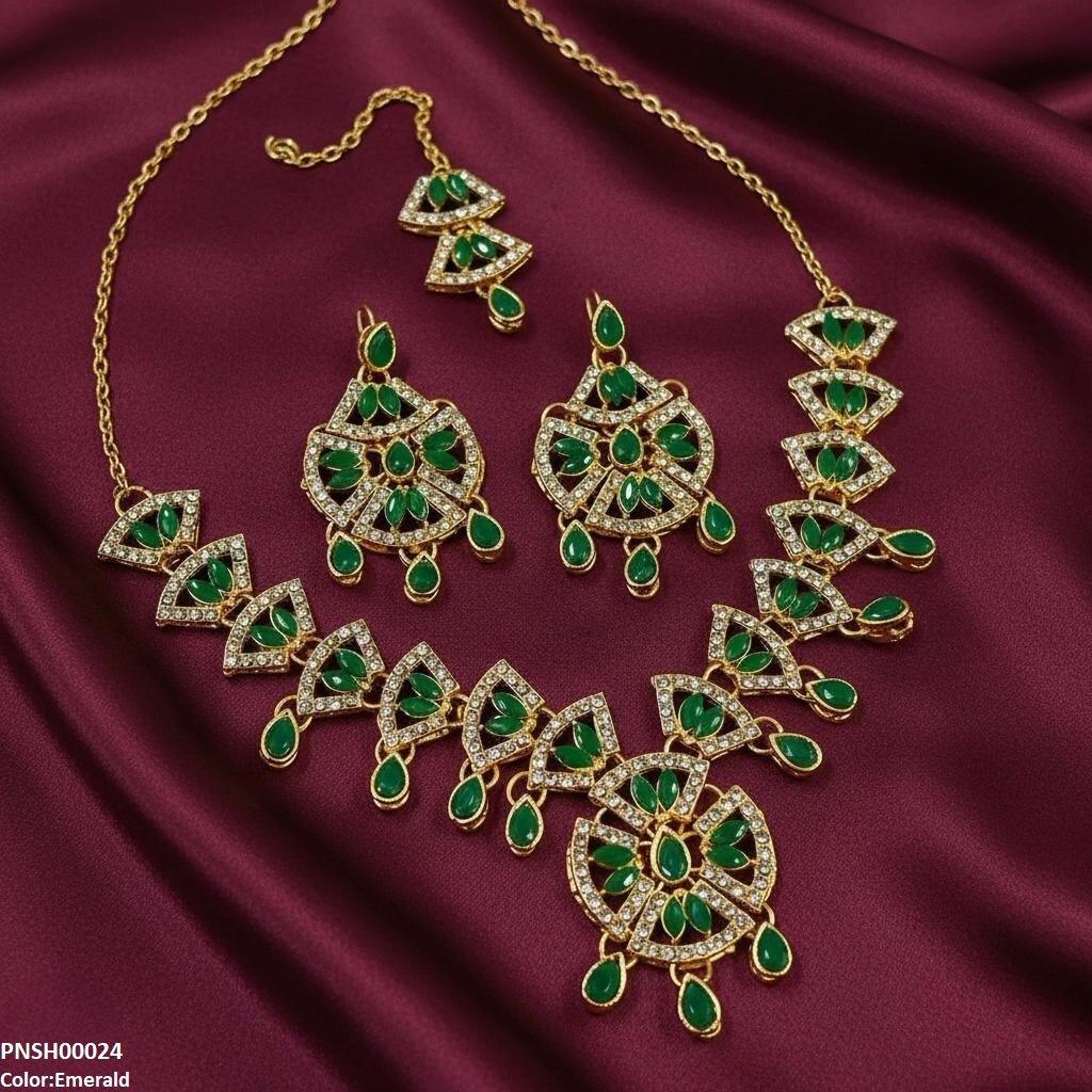 PNSH00024 FRN Marquise Tear Drop Necklace Set - PNSH