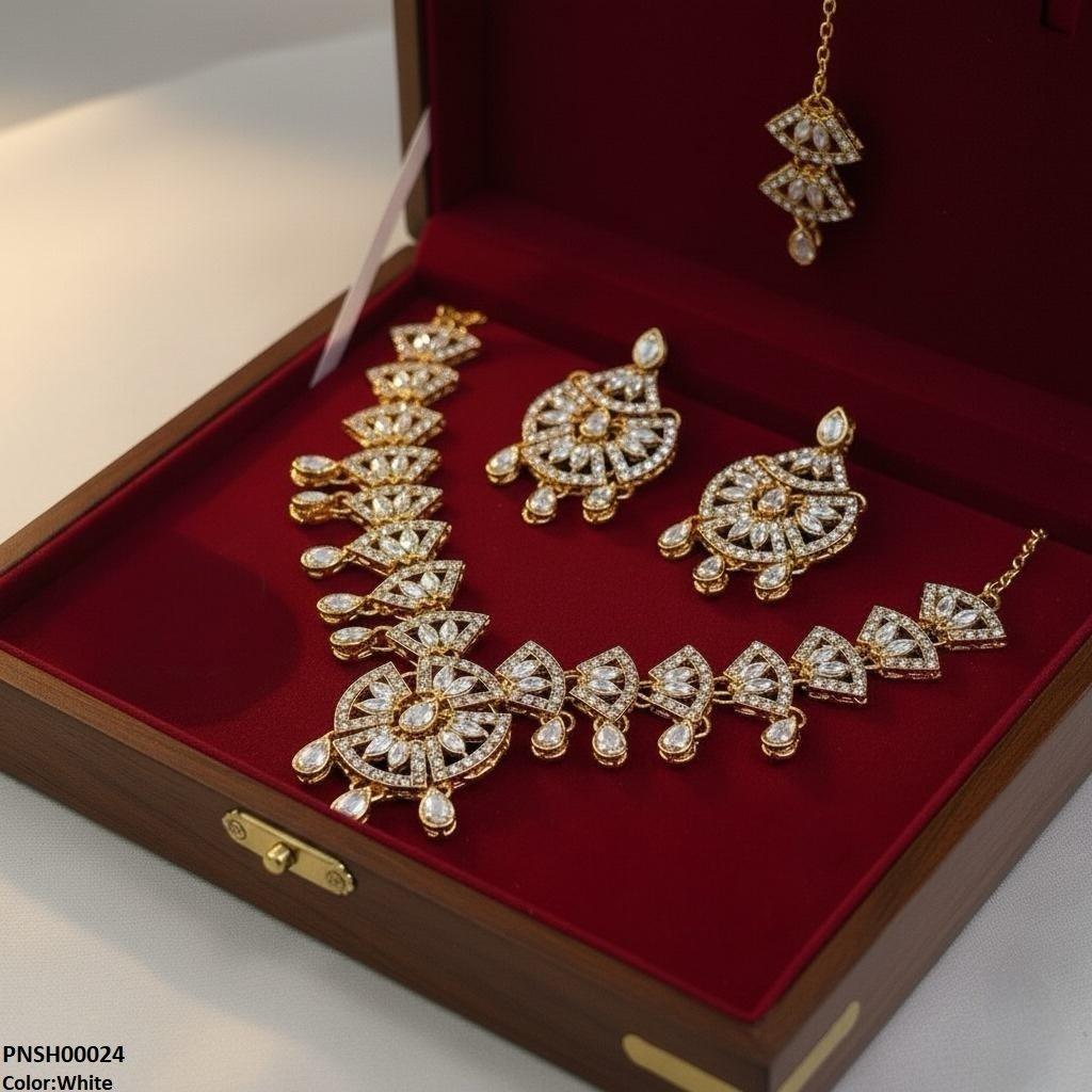 PNSH00024 FRN Marquise Tear Drop Necklace Set - PNSH