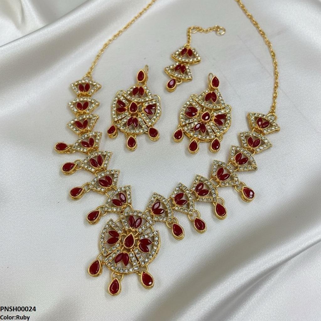 PNSH00024 FRN Marquise Tear Drop Necklace Set - PNSH