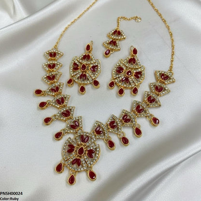 PNSH00024 FRN Marquise Tear Drop Necklace Set - PNSH