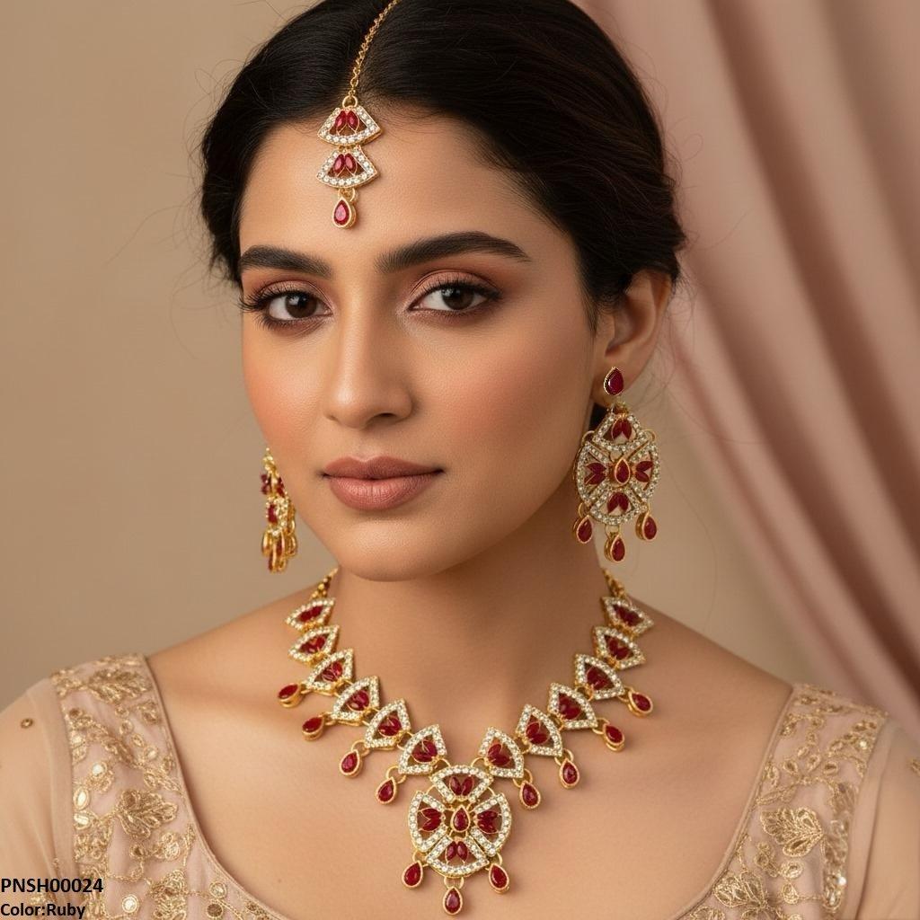 PNSH00024 FRN Marquise Tear Drop Necklace Set - PNSH