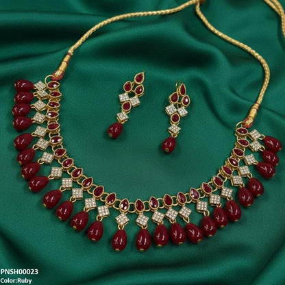 PNSH00023 FRN Tear Pearl Drop Necklace Set - PNSH