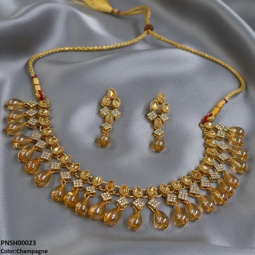 PNSH00023 FRN Tear Pearl Drop Necklace Set - PNSH