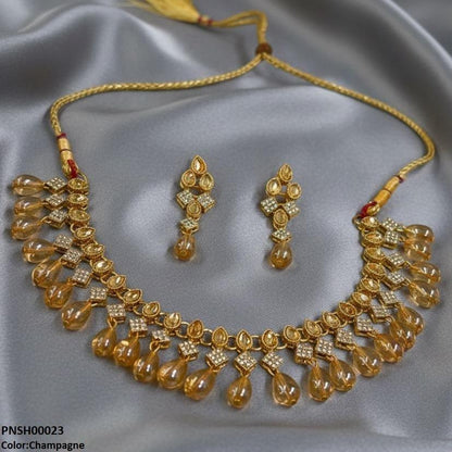 PNSH00023 FRN Tear Pearl Drop Necklace Set - PNSH