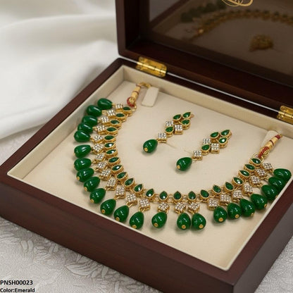 PNSH00023 FRN Tear Pearl Drop Necklace Set - PNSH