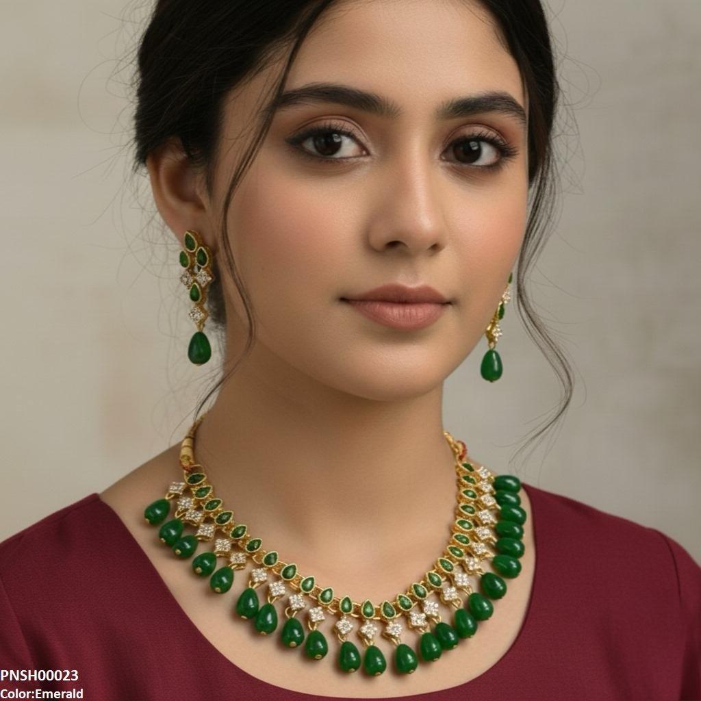 PNSH00023 FRN Tear Pearl Drop Necklace Set - PNSH