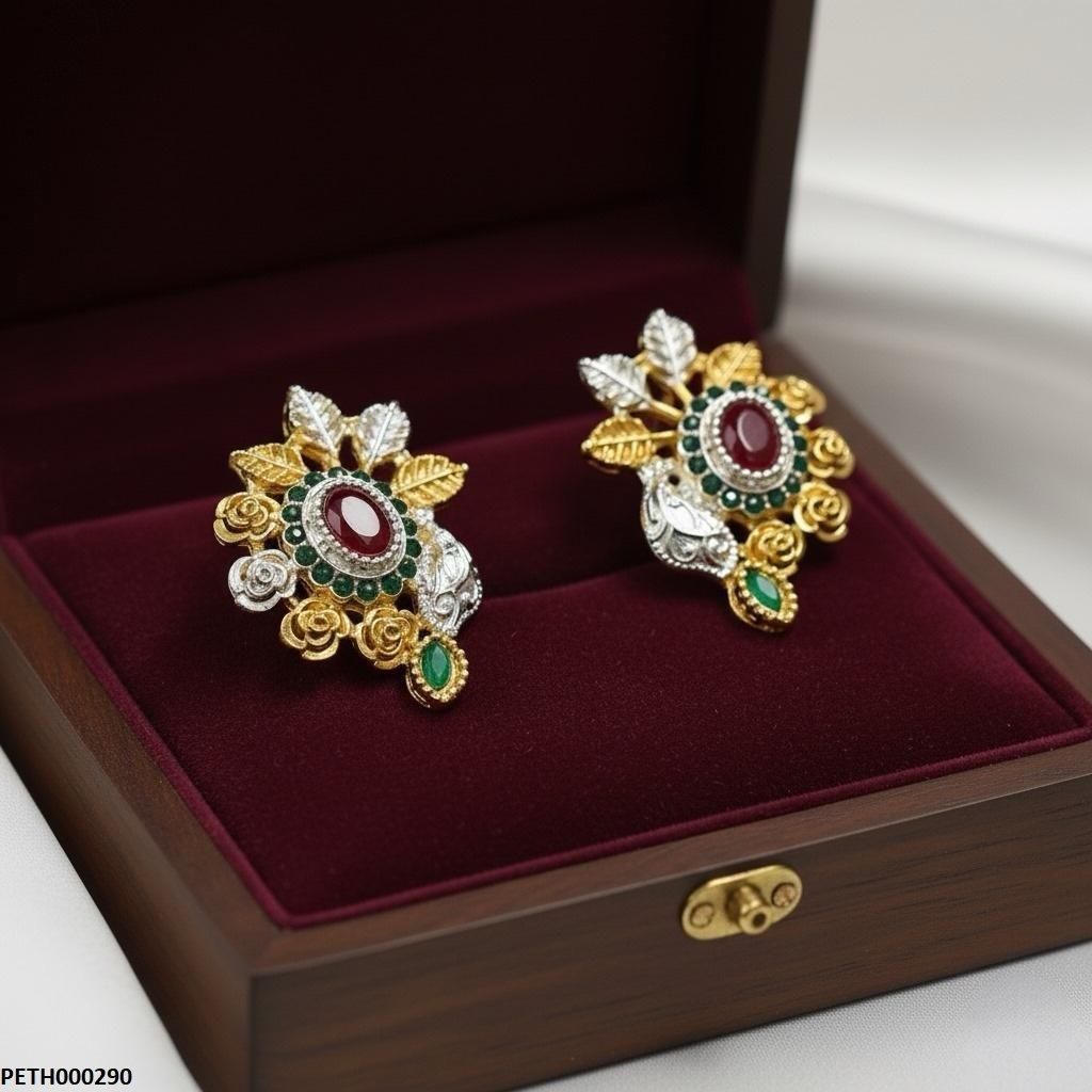 PETH00290  MZM Oval Flower/Leaf Tops Pair - PETH