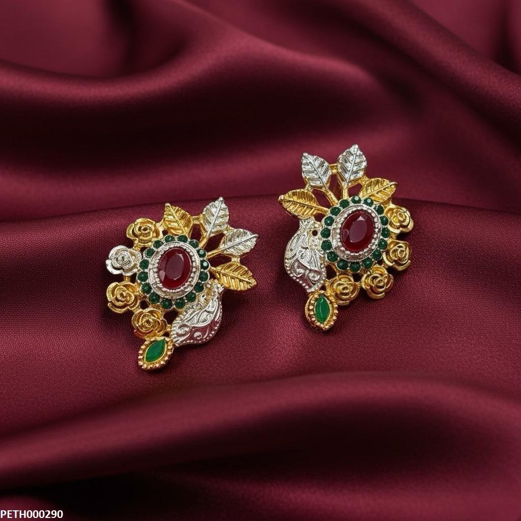 PETH00290  MZM Oval Flower/Leaf Tops Pair - PETH