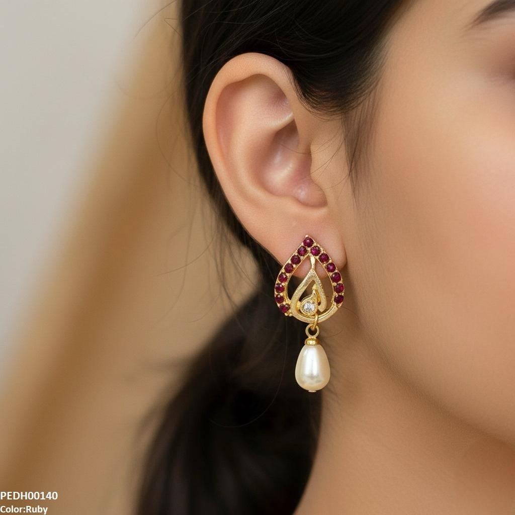 PEDH00140 SDQ Tear Pearl Drop Earrings - PEDH