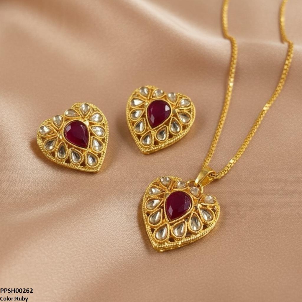 PPSH00262 FRN Heart Drop Pedant Set - PPSH