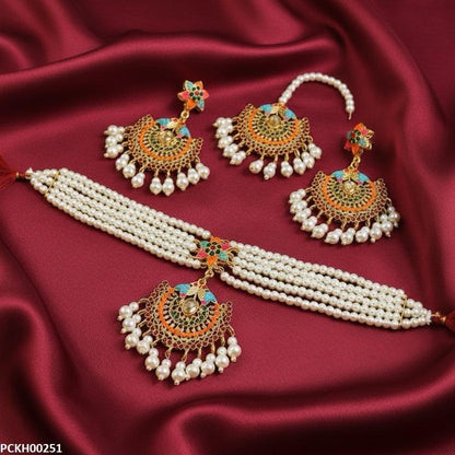 PCKH00251 MZM Multi-Star Pearl Drop Choker Set - PCKH