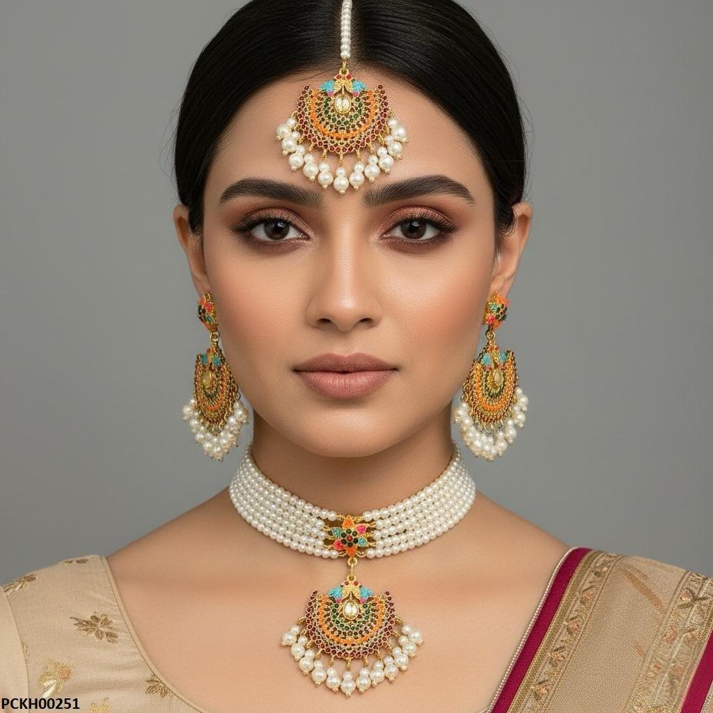 PCKH00251 MZM Multi-Star Pearl Drop Choker Set - PCKH