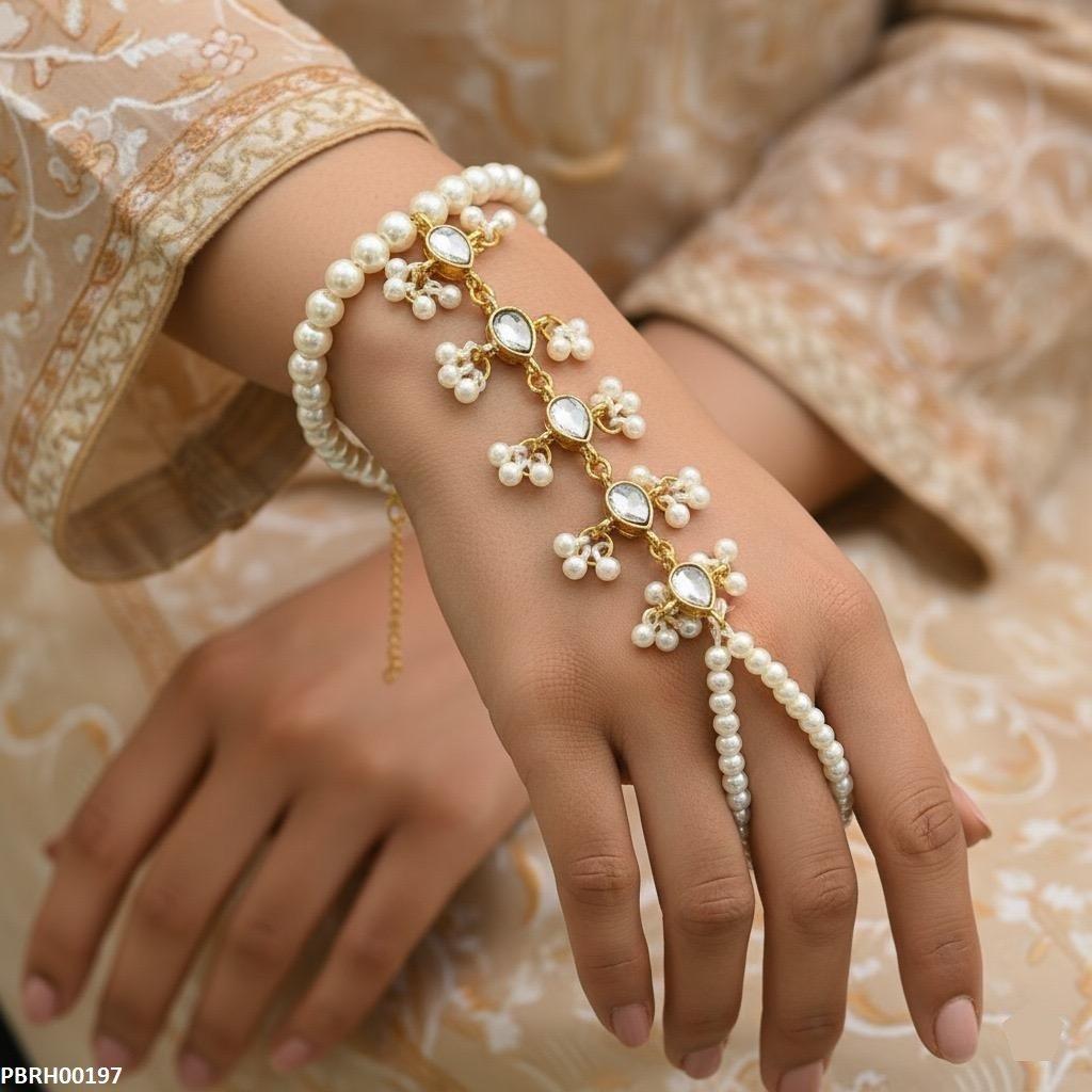 PBRH00197 SDQ Pearl Flower Angla Bracelet Adjustable - PBRH