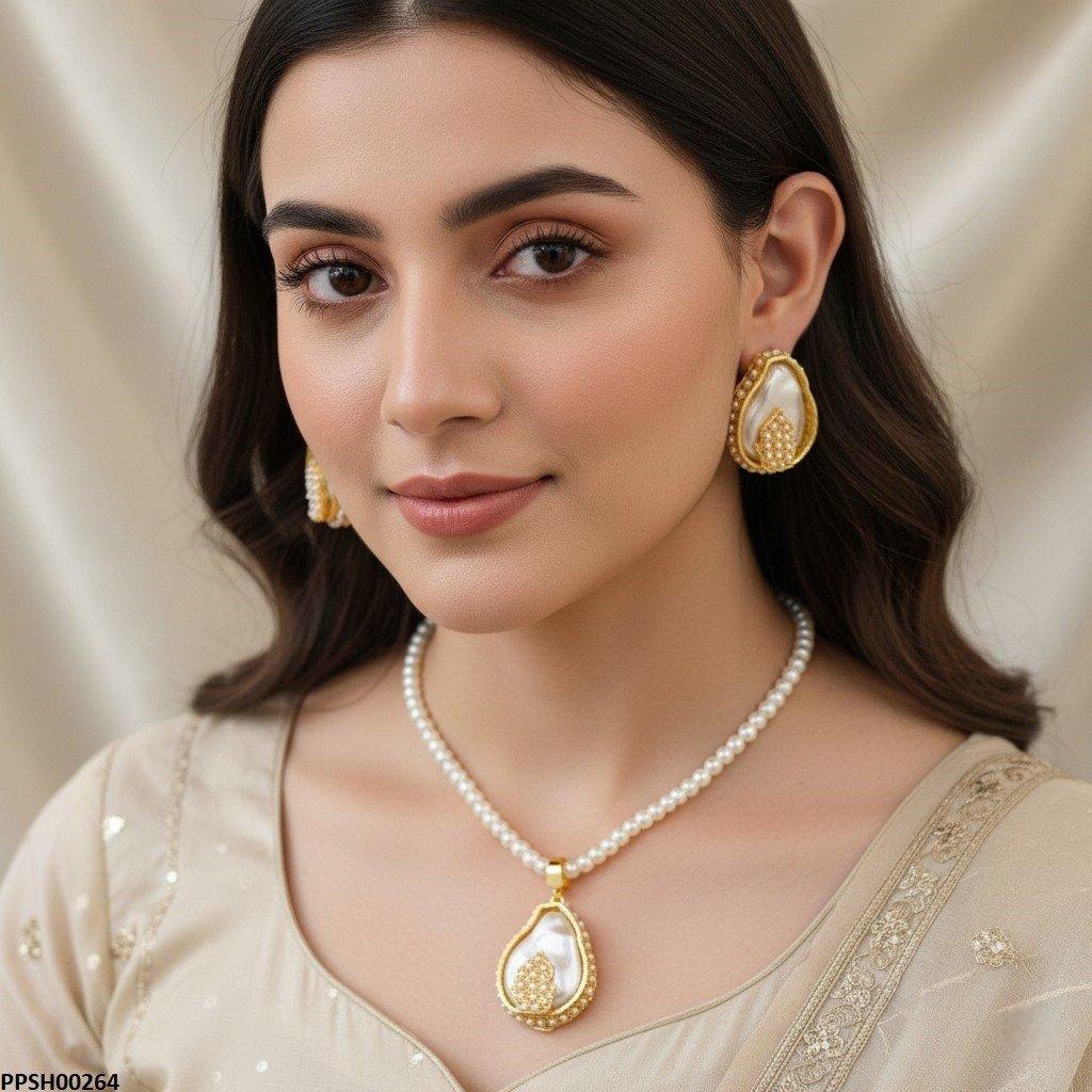 PPSH00264 MZM Tear Pearl Drop Pedant Set - PPSH