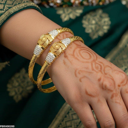 PBRH00200 MZM Texture Flower Bangle Set - PBRH