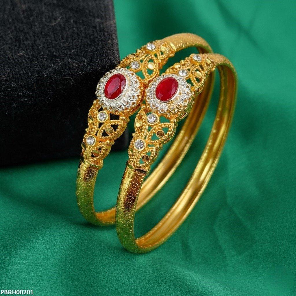 PBRH00201 MZM Oval Flower Bangle Set - PBRH