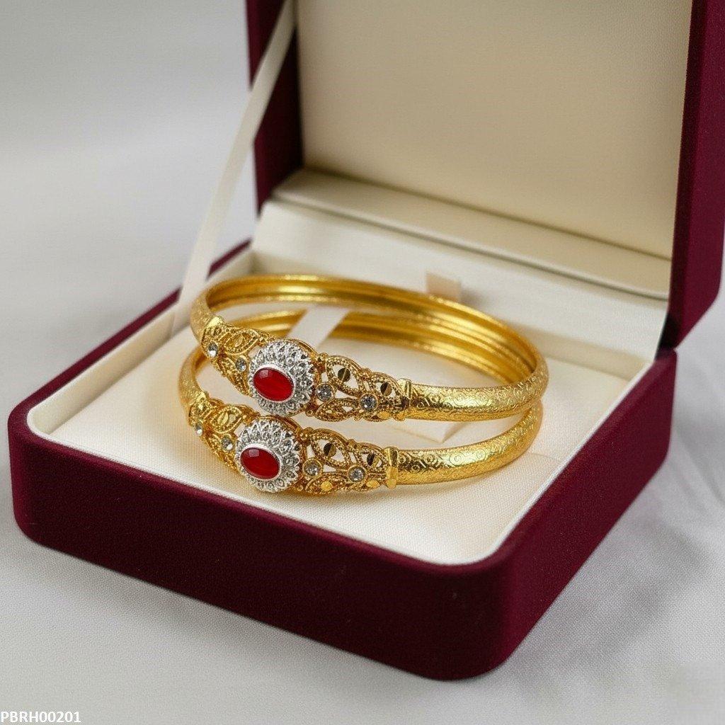PBRH00201 MZM Oval Flower Bangle Set - PBRH