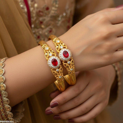 PBRH00201 MZM Oval Flower Bangle Set - PBRH