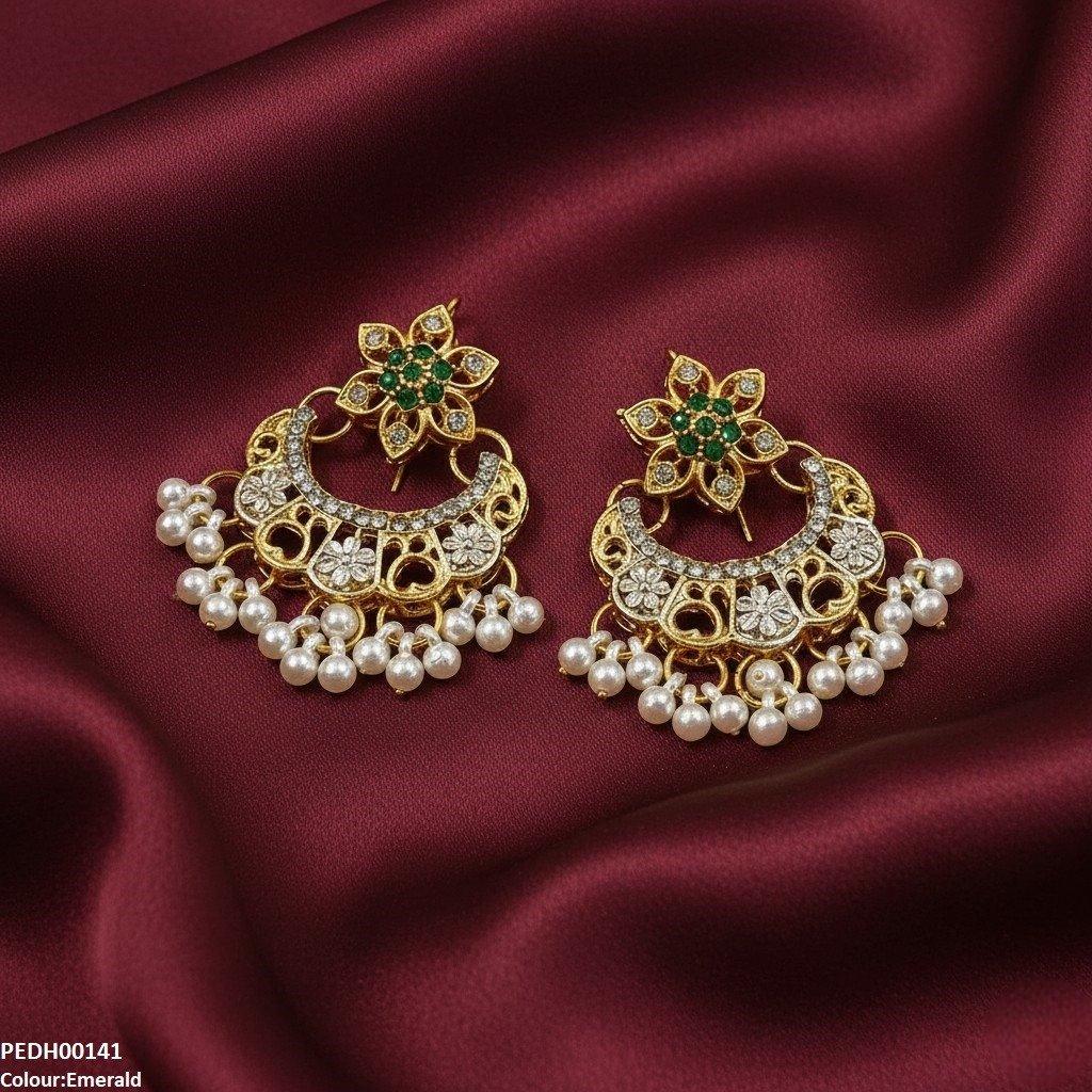 PEDH00141 FRN  Moon Star Pearl Drop  Earrings - PEDH