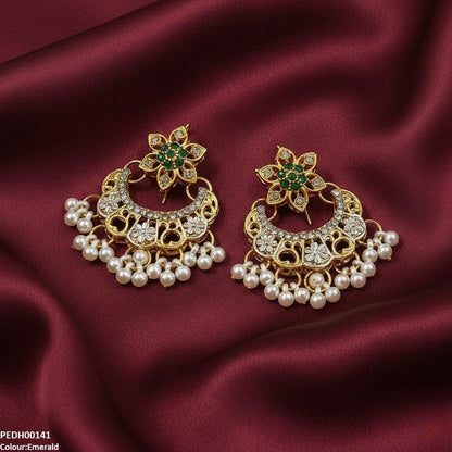 PEDH00141 FRN  Moon Star Pearl Drop  Earrings - PEDH