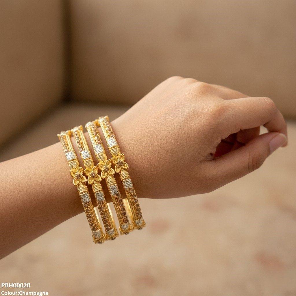 PBH00020 SDQ Flower 4 Pcs Of Bangles Set - PBH