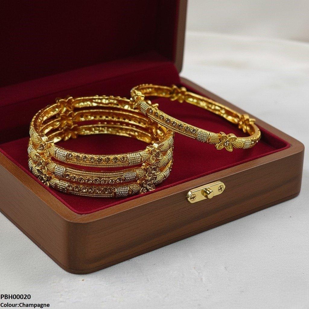 PBH00020 SDQ Flower 4 Pcs Of Bangles Set - PBH