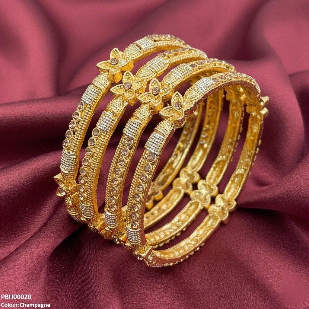 PBH00020 SDQ Flower 4 Pcs Of Bangles Set - PBH
