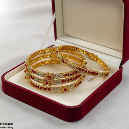 PBH00020 SDQ Flower 4 Pcs Of Bangles Set - PBH