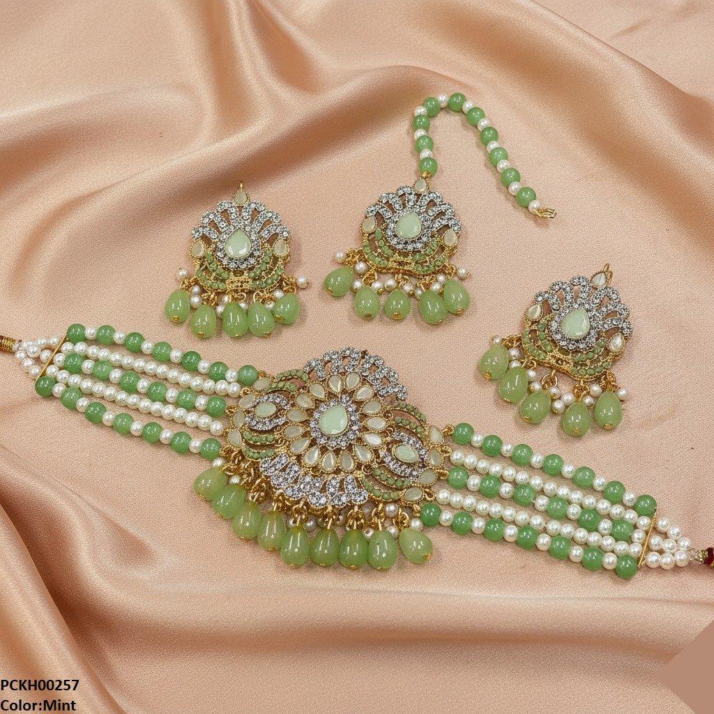 PCKH00257 SDQ Tear Pearl Drop Choker Set - PCKH