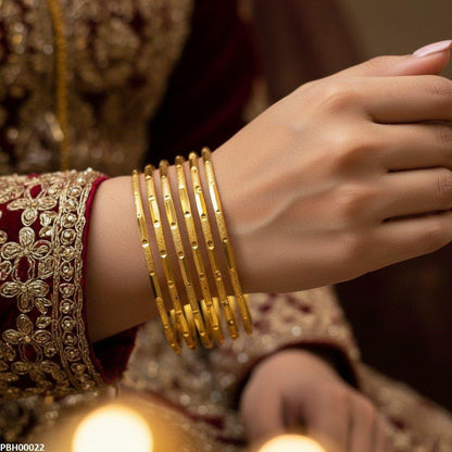 PBH00022 MZM Textured 6 Pcs Of Bangles Set - PBH