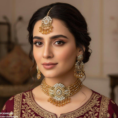 PCKH00256 SDQ Tear Pearl Drop Choker Set - PCKH