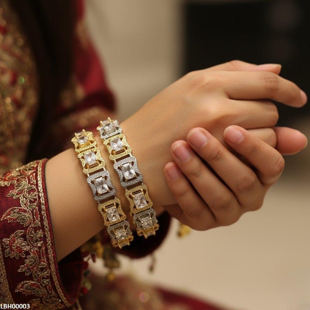 LBH00003 ANI Rectangle Stone Bangle Set - LBH