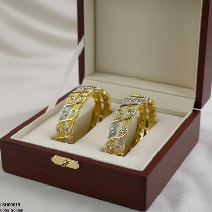 LBH00019 ANI Round Stone Leaf Bangle Set - LBH