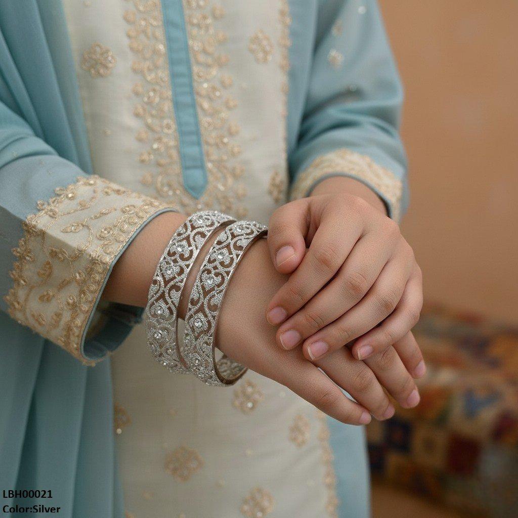 LBH00021 ANI Double Heart Stone Bangle Set - LBH