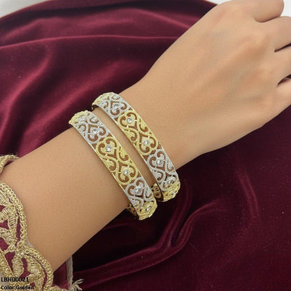 LBH00021 ANI Double Heart Stone Bangle Set - LBH