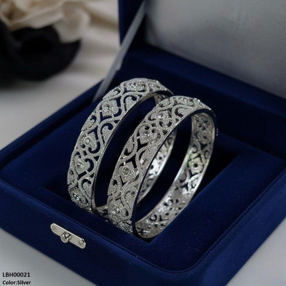 LBH00021 ANI Double Heart Stone Bangle Set - LBH