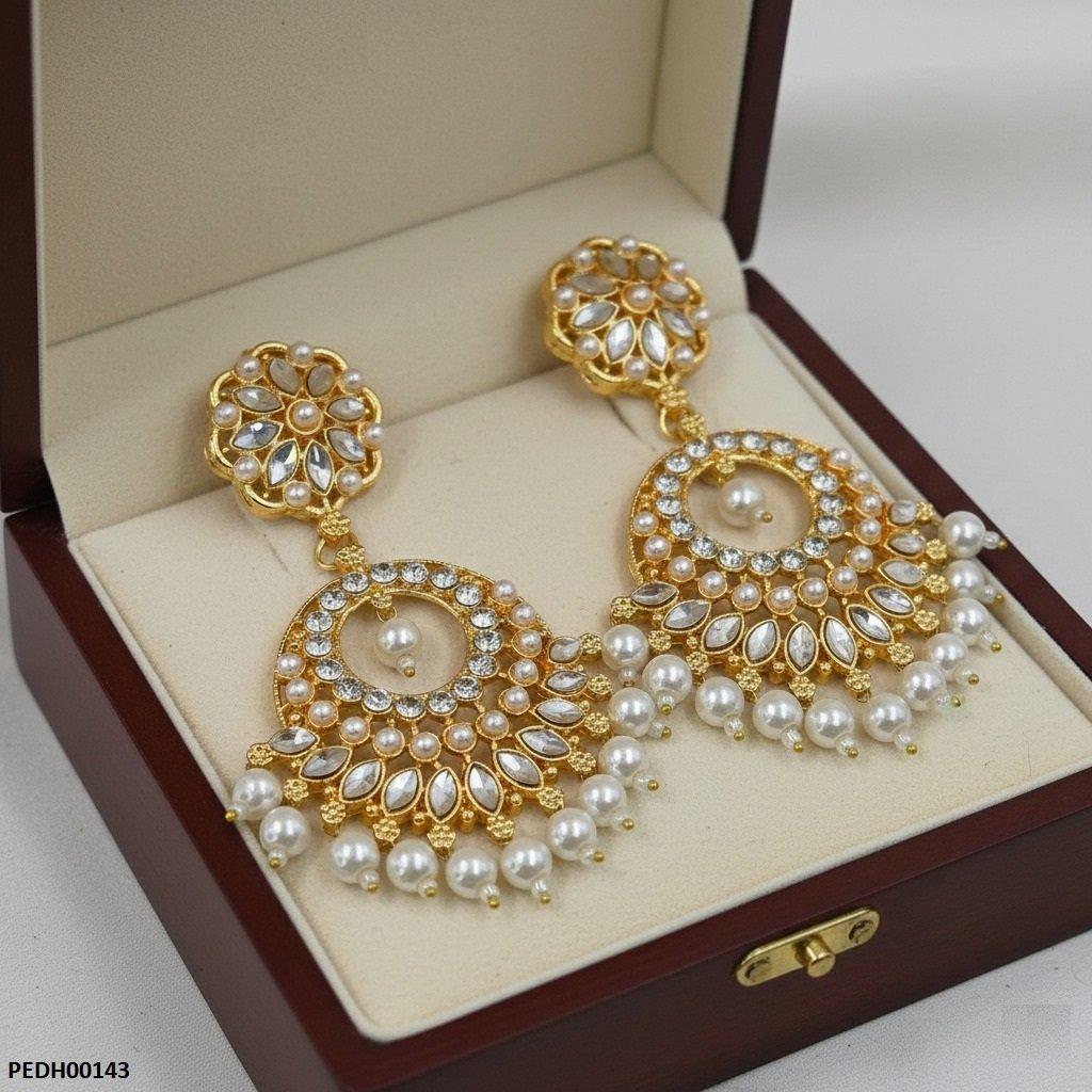 PEDH00143 MZM Flower Tear Pearl Drop Earrings - PEDH
